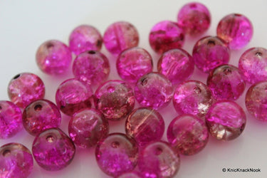 10 mm Purple and Brown Two Tone Crackle Glass Beads x 10